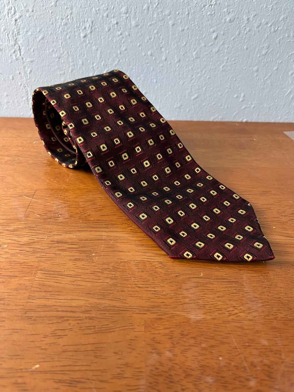 Canali Silk Necktie Italy Burgundy Geometric Square Academia Office 60”